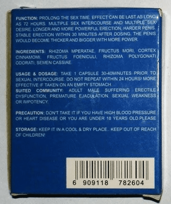 BLUE DRAGON HERBAL SEX BOOSTER : Aphrodisiaque & Stim. Sexuel,100% homme, FABRIQUE au JAPON, 2 caps