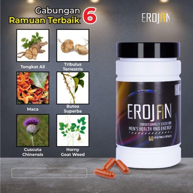 EROJAN  HERBAL SEXUAL PERFORMANCE CAPSULES FOR MEN : LOT DE 2   CAPSULES  VEGETALES  ROUGES de 545MG