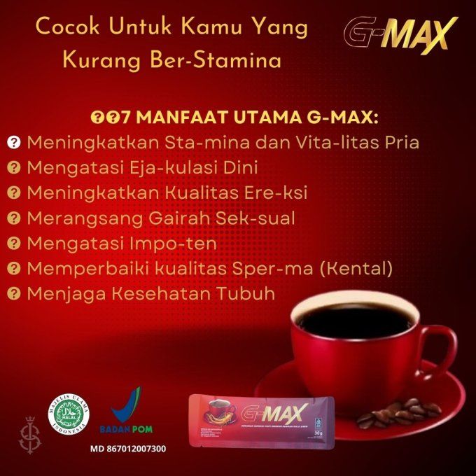 G-MAX  PURE HERBAL APHRODISIAC SEXUAL COFFEE FOR MEN AND WOMEN : lot de 1 sachet POUR 3 USAGES, 2027