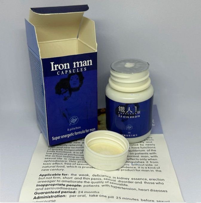 IronMan SEXUAL MALE ENHANCEMENT FORMULA  - PURE CHINESE HERBAL PREPARATION - lot de 2 caps  TRANSPAR