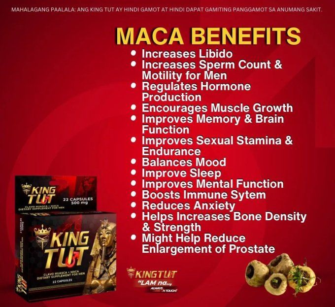 KING TUT DIETARY FOOD SUPPLEMENT FOR MEN     lot de  2 capsules vegetales  rouge de 500 mg chaque   
