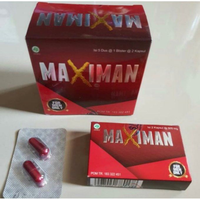 MAXIMAN  HERBAL PENIS SIZE FOR STAMINA AND PENIS SIZE ; lot 2 caps veg rouge, exp 2026.05