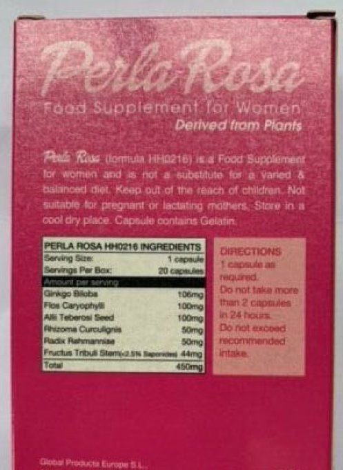 PERLA ROSA FOR WOMEN - DERIVED FROM PLANTS - : Aphrodisiaq/Stim Sexuel,100% FEMME,lot 2 cap,exp:2026