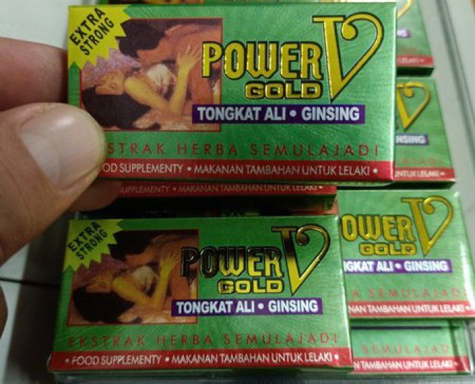 V - POWER HERBAL GOLD / EXTRA STRONG FORMULA FOR MEN : ERECTION/TAILLE VERGE, lot de 2 caps DOREE