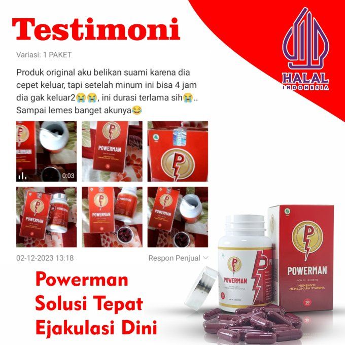 POWERMAN HERBAL RED CAPSULES FORMULA: 100% HOMME pour ERECTIONS & TAILLE VERGE,lot de 2 ,exp:2026.05