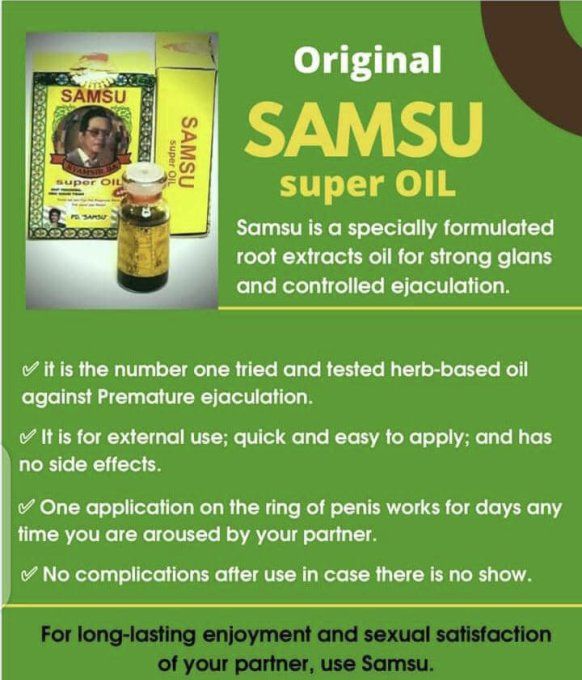 SAMSU SUPER OIL: LOTION  VEG. pour Controle Ejaculation,exp: 12.2025,FLACON 5 ML / 30 à 40 USAGES