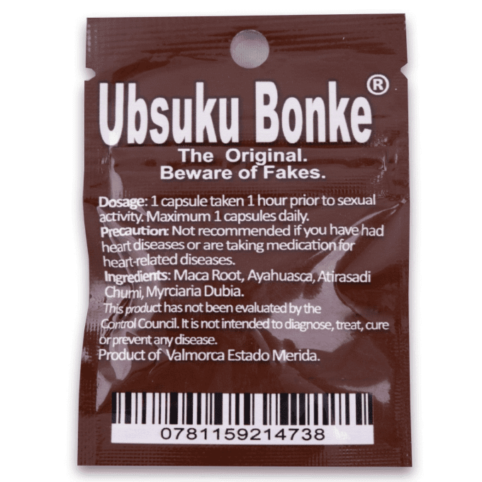 UBSUKU BONKE PURE BOTANICAL FORMULA FOR MEN PENIS SIZE:Erection/ Taille de la Verge,2caps TRANSP